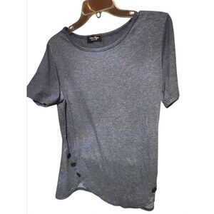 Coeur de Vague Women’s T-Shirt Gray Short Sleeve Crewneck Button Side Size L